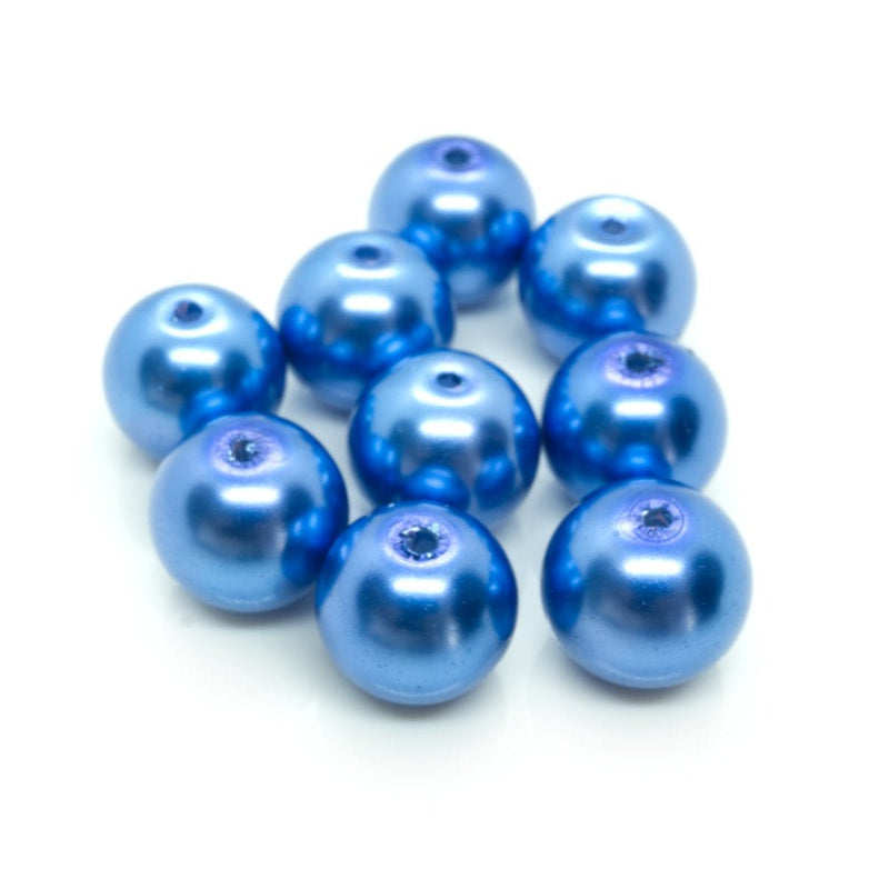 Load image into Gallery viewer, Pearlised Glass Pearl 12mm Royal Blue - Affordable Jewellery Supplies
