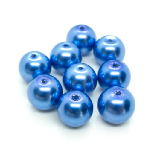 Pearlised Glass Pearl 12mm Royal Blue - Affordable Jewellery Supplies