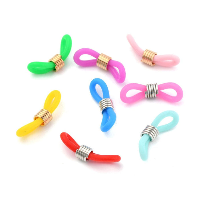Eyeglass Rubber Connectors 20mm x 7mm Aqua - Affordable Jewellery Supplies