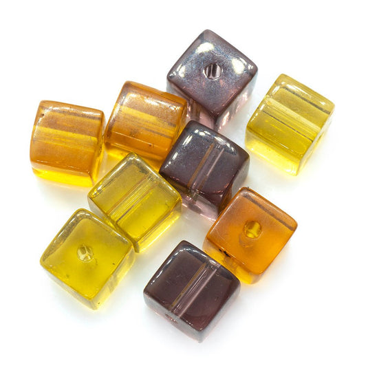 Crystal Glass Cube 7mm Amethyst - Affordable Jewellery Supplies