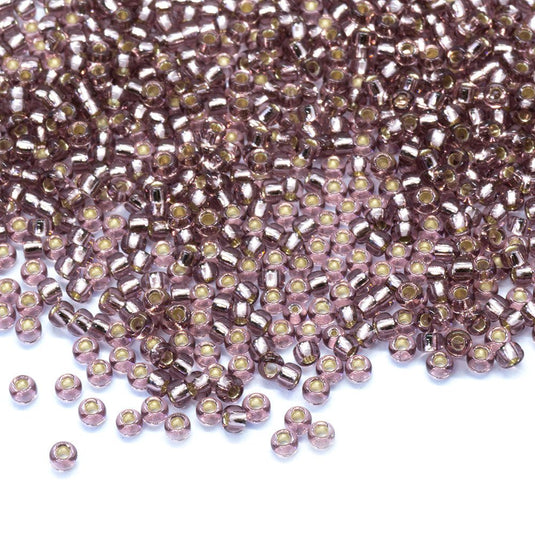 Miyuki Rocailles Silver Lined Seed Beads 11/0 Dark Smoky Amethyst - Affordable Jewellery Supplies