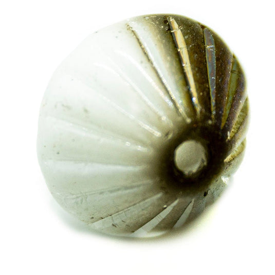 Czech Glass Antique Rondelle 9mm Chalk White with Zairit - Affordable Jewellery Supplies