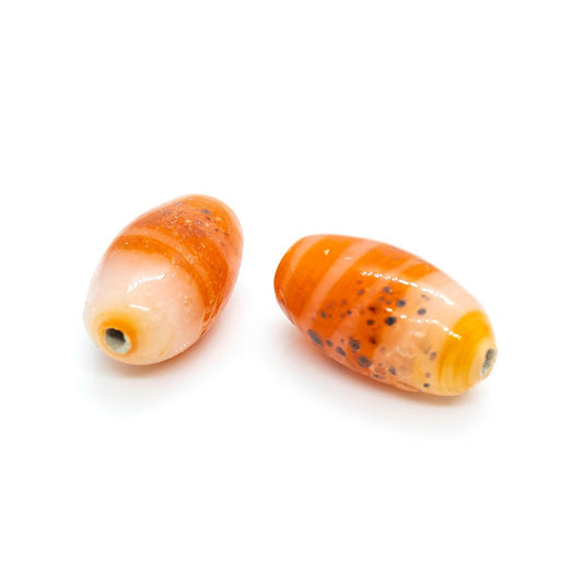 Indian Glass Lampwork Oval 17mm x 10mm Orange - Affordable Jewellery Supplies
