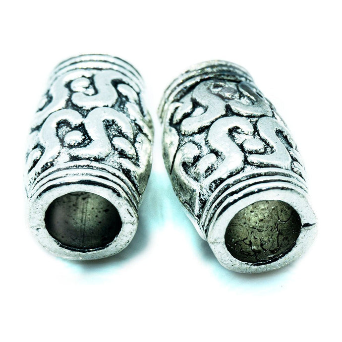 Fancy Tube Bead 12mm x 7mm Antique Silver - Affordable Jewellery Supplies