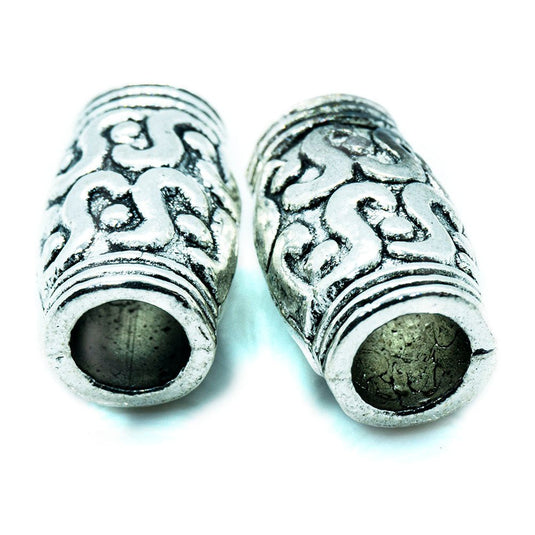 Fancy Tube Bead 12mm x 7mm Antique Silver - Affordable Jewellery Supplies