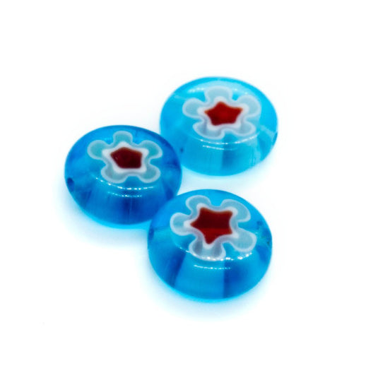 Millefiori Glass Coin Bead 10mm Turquoise - Affordable Jewellery Supplies