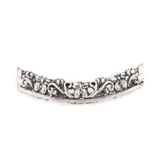 Tibetan Style Curved Metal Tube Bead 32mm x 6mm Antique Silver - Affordable Jewellery Supplies