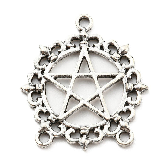 Alloy Chandelier Pentagram Connector 27mm x 24.5mm x 2mm Antique Silver - Affordable Jewellery Supplies