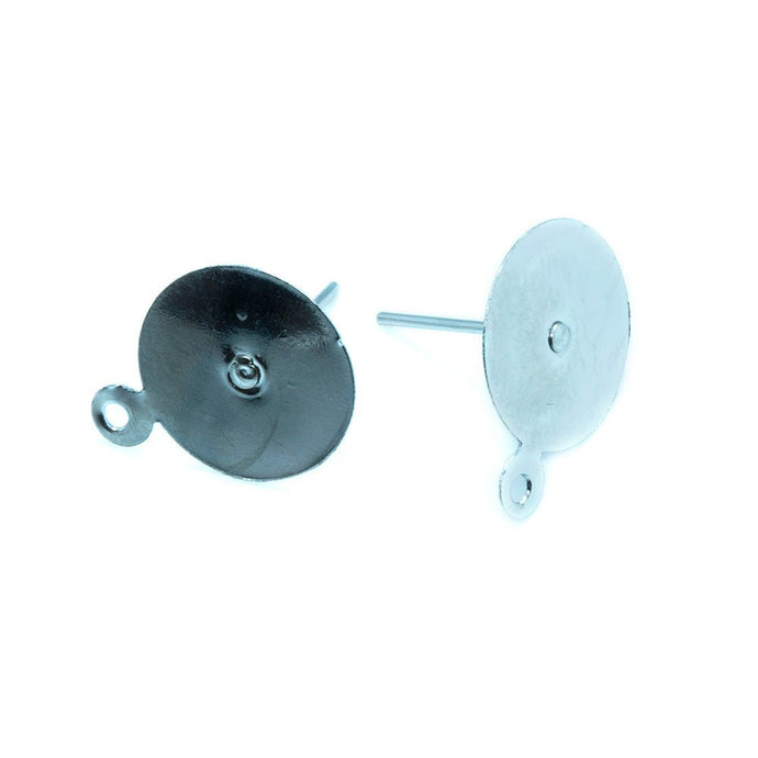 Earring Stud Post with Loop 15mm x 12mm Platinum - Affordable Jewellery Supplies