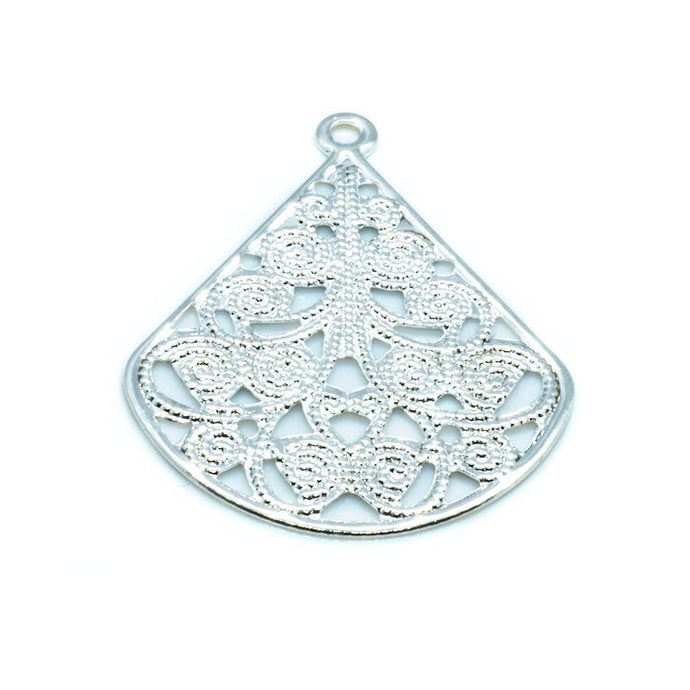 Filigree Teardrop 23mm x 29mm Silver - Affordable Jewellery Supplies