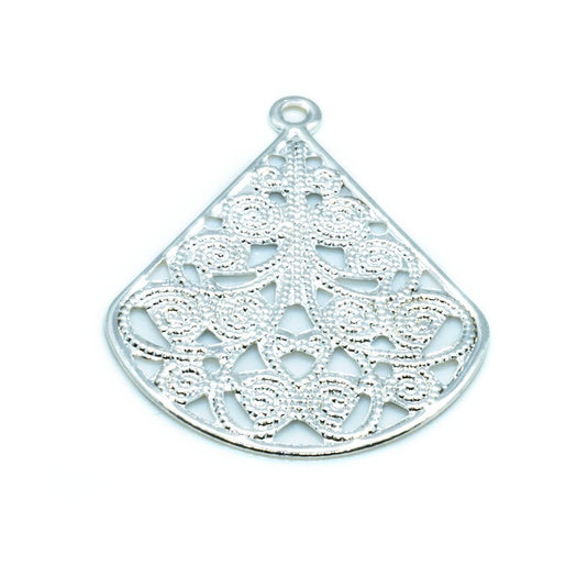 Filigree Teardrop 23mm x 29mm Silver - Affordable Jewellery Supplies