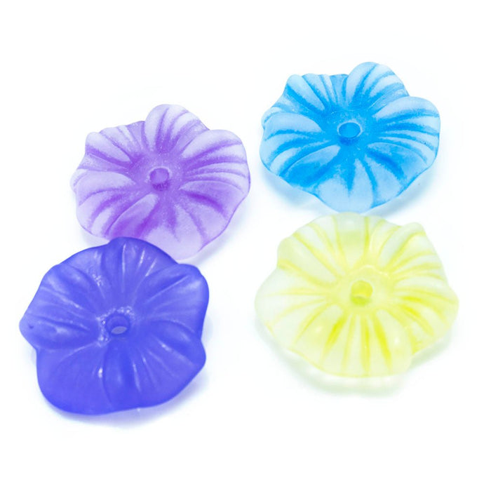 Acrylic Lucite Flower Morning Glory 17mm x 4mm Blue - Affordable Jewellery Supplies