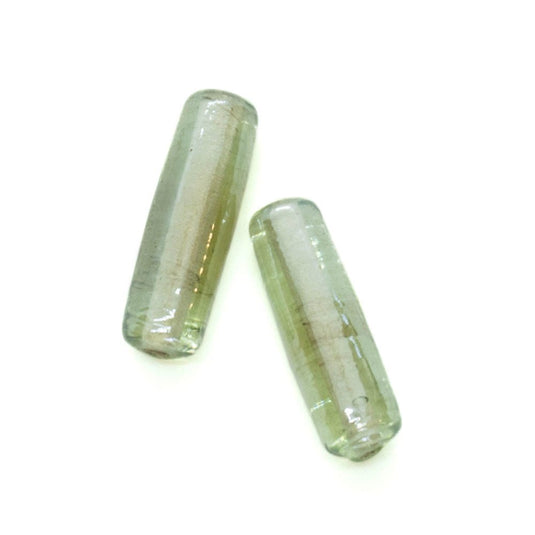 Indian Glass Lampwork Tube 20mm x 6mm Light Green - Affordable Jewellery Supplies