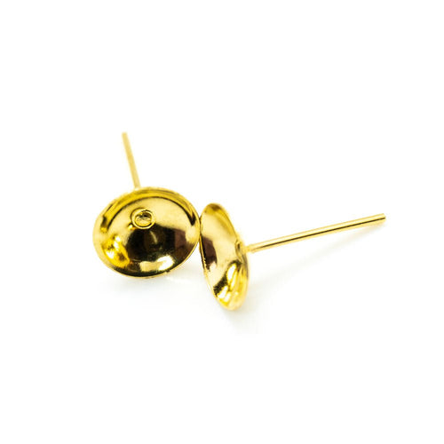 Earring Stud with Bowl Base 8mm Gold - Affordable Jewellery Supplies
