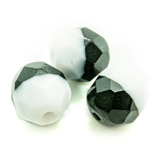 Czech Glass Firepolished Round Jing Jang Beads 8mm Black & White - Affordable Jewellery Supplies