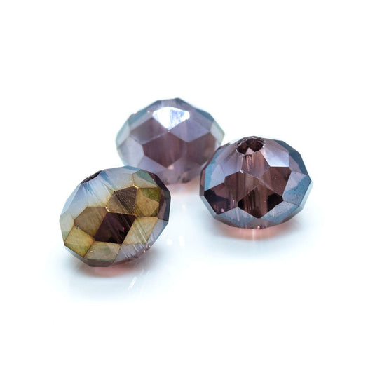 Electroplated Glass Faceted Rondelle 8mm x 6mm Purple AB - Affordable Jewellery Supplies