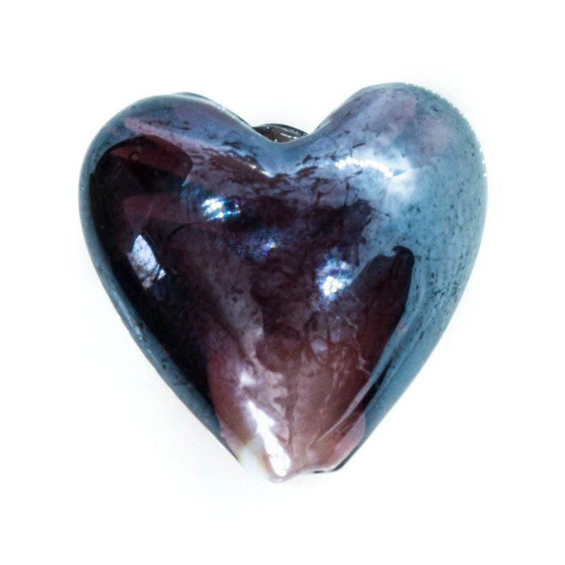 Load image into Gallery viewer, Handmade Lampwork Heart Shaped Beads 20mm x 20mm x 12mm Plum - Affordable Jewellery Supplies
