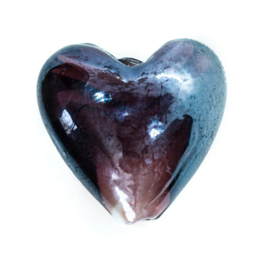 Handmade Lampwork Heart Shaped Beads 20mm x 20mm x 12mm Plum - Affordable Jewellery Supplies