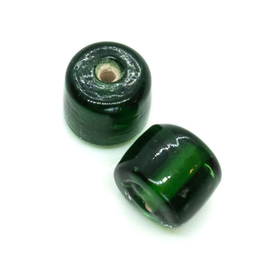 Indian Glass Lampwork Cylinder 10mm x 10mm Emerald - Affordable Jewellery Supplies