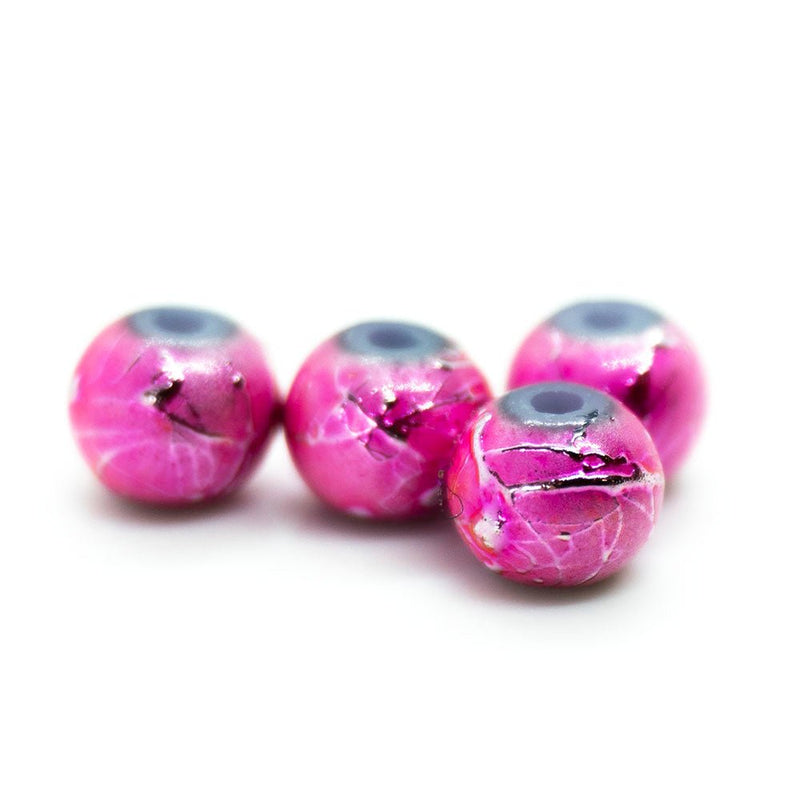 Load image into Gallery viewer, Silver Desert Sun Beads 4mm Hot Pink - Affordable Jewellery Supplies
