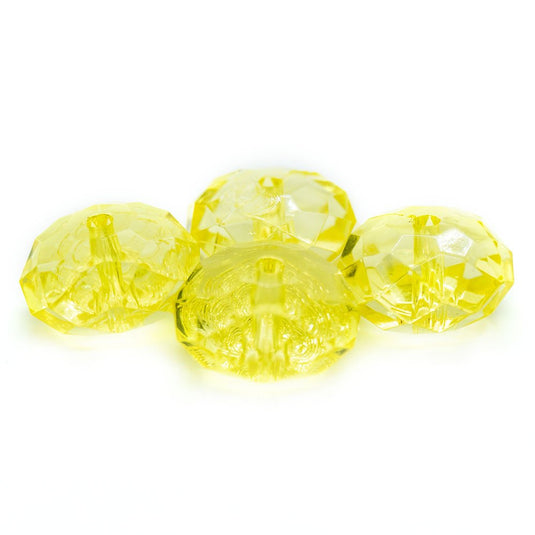 Acrylic Faceted Rondelle 12mm x 7mm Yellow - Affordable Jewellery Supplies