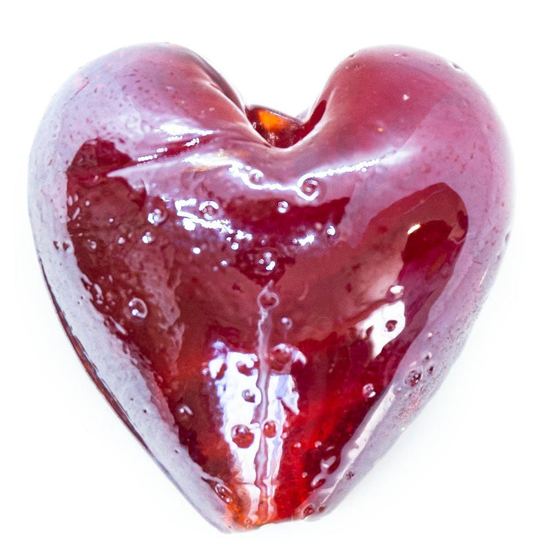 Load image into Gallery viewer, Handmade Lampwork Heart Shaped Beads 20mm x 20mm x 12mm Ruby - Affordable Jewellery Supplies
