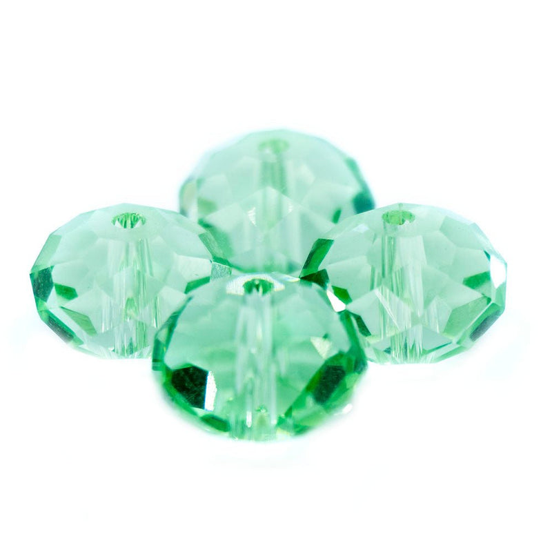 Load image into Gallery viewer, Glass Crystal Faceted Rondelle 10mm x 8mm Green - Affordable Jewellery Supplies
