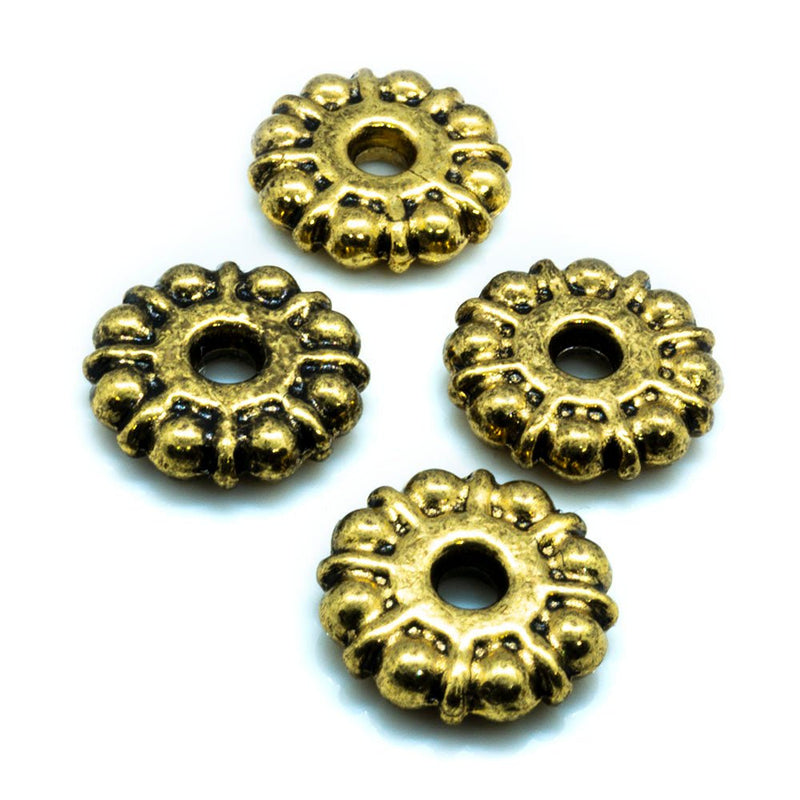 Load image into Gallery viewer, Rondelle Wheel With Dots 8mm - 9mm Antique gold - Affordable Jewellery Supplies
