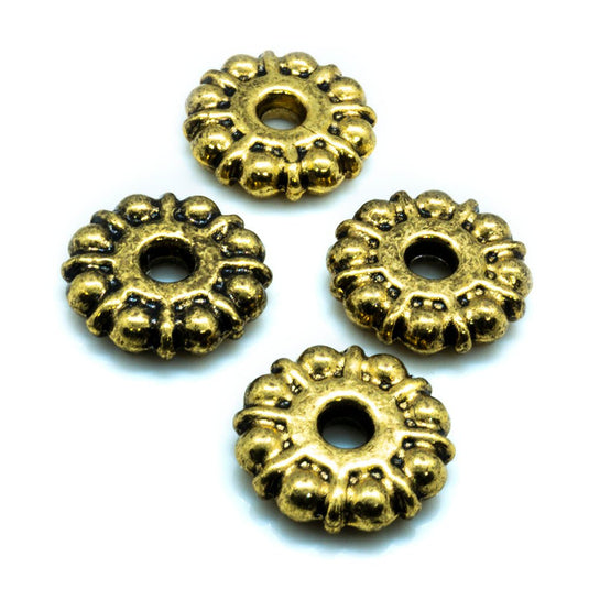 Rondelle Wheel With Dots 8mm - 9mm Antique gold - Affordable Jewellery Supplies
