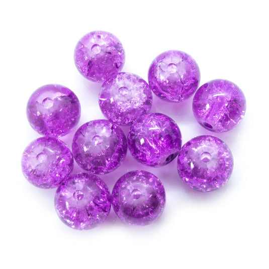 Glass Crackle Beads 8mm Violet - Affordable Jewellery Supplies