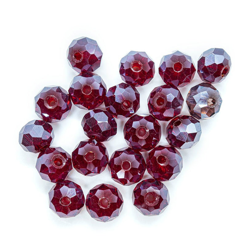 Load image into Gallery viewer, Electroplated Glass Faceted Rondelle 8mm x 6mm Red - Affordable Jewellery Supplies
