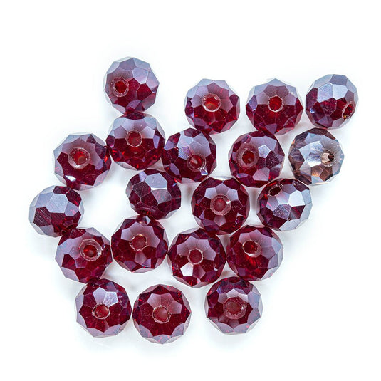 Electroplated Glass Faceted Rondelle 8mm x 6mm Red - Affordable Jewellery Supplies