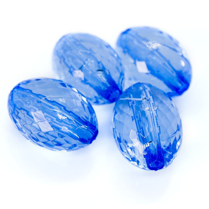 Acrylic Faceted Oval 16mm x 11mm Blue - Affordable Jewellery Supplies