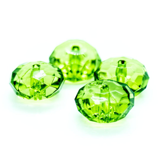 Acrylic Faceted Rondelle 12mm x 7mm Green - Affordable Jewellery Supplies