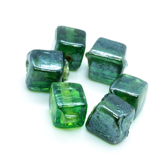 Glass Rectangle 6mm x 4mm Green - Affordable Jewellery Supplies