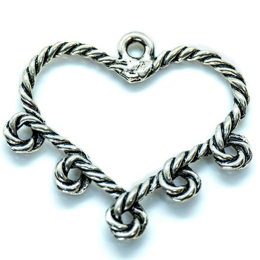 Heart with Five Loops 29mm x 34mm Tibetan Silver - Affordable Jewellery Supplies