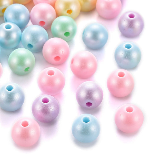 Opaque Acrylic Round Beads 10mm x 9mm Pastel Mix - Affordable Jewellery Supplies