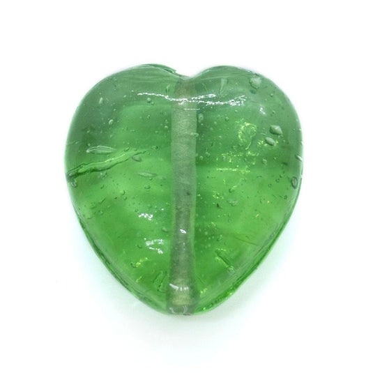 Indian Glass Heart Bead 25mm x 24mm Green - Affordable Jewellery Supplies