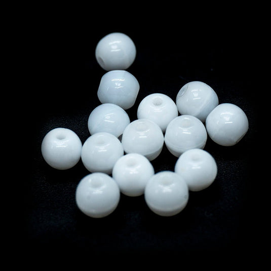 Czech Glass Druk Round 4mm White Opaque - Affordable Jewellery Supplies