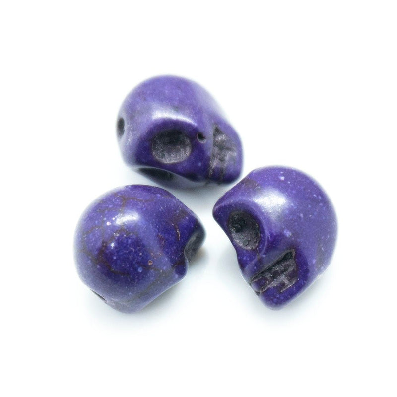 Load image into Gallery viewer, Synthetic Turquoise Skull Bead 10mm x 9mm x 8mm Purple - Affordable Jewellery Supplies
