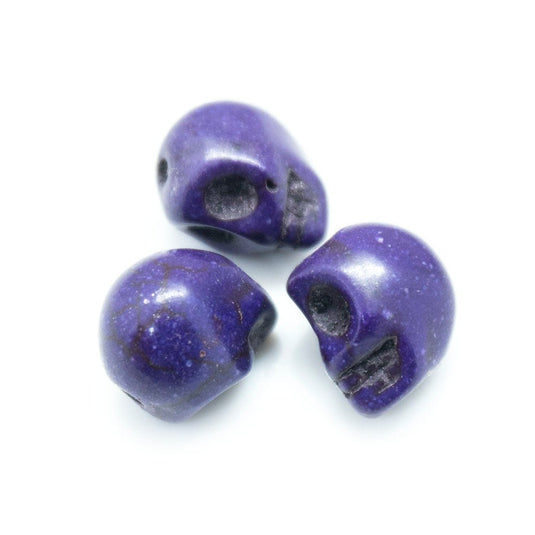 Synthetic Turquoise Skull Bead 10mm x 9mm x 8mm Purple - Affordable Jewellery Supplies