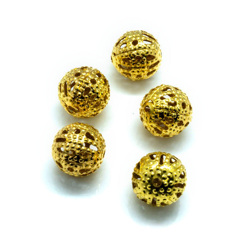 Load image into Gallery viewer, Filigree Round Metal Bead 8mm Gold - Affordable Jewellery Supplies
