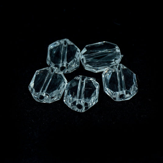 Acrylic Transparent Faceted Rectangle 10mm x 12mm Clear - Affordable Jewellery Supplies
