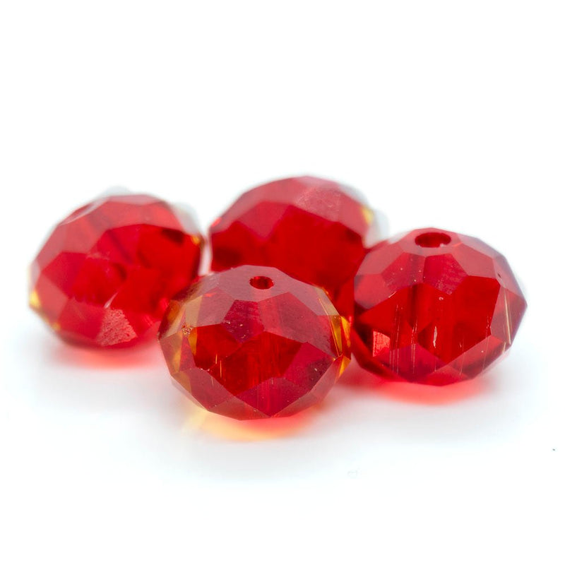 Load image into Gallery viewer, Glass Crystal Faceted Rondelle 10mm x 8mm Ruby - Affordable Jewellery Supplies
