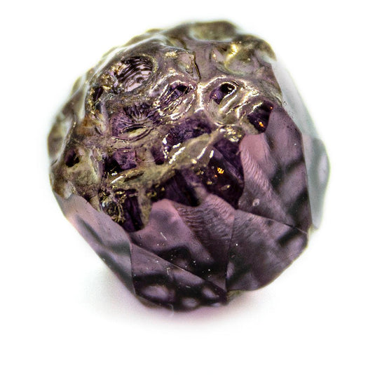 Czech Glass Firepolished Lamp Bead 8mm x 8mm Amethyst & Copper - Affordable Jewellery Supplies