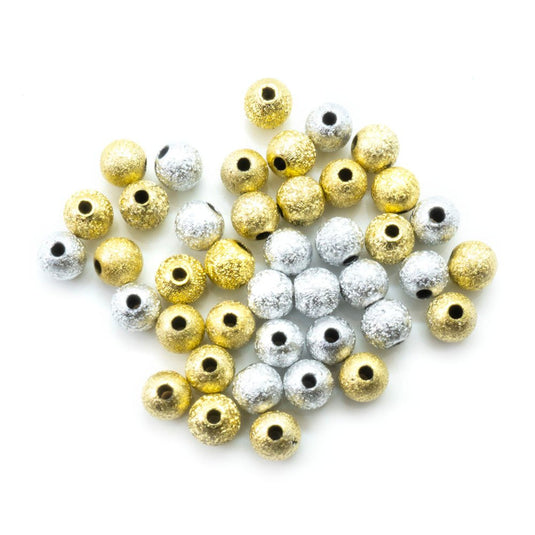 Acrylic Stardust Bead 6mm Silver - Affordable Jewellery Supplies