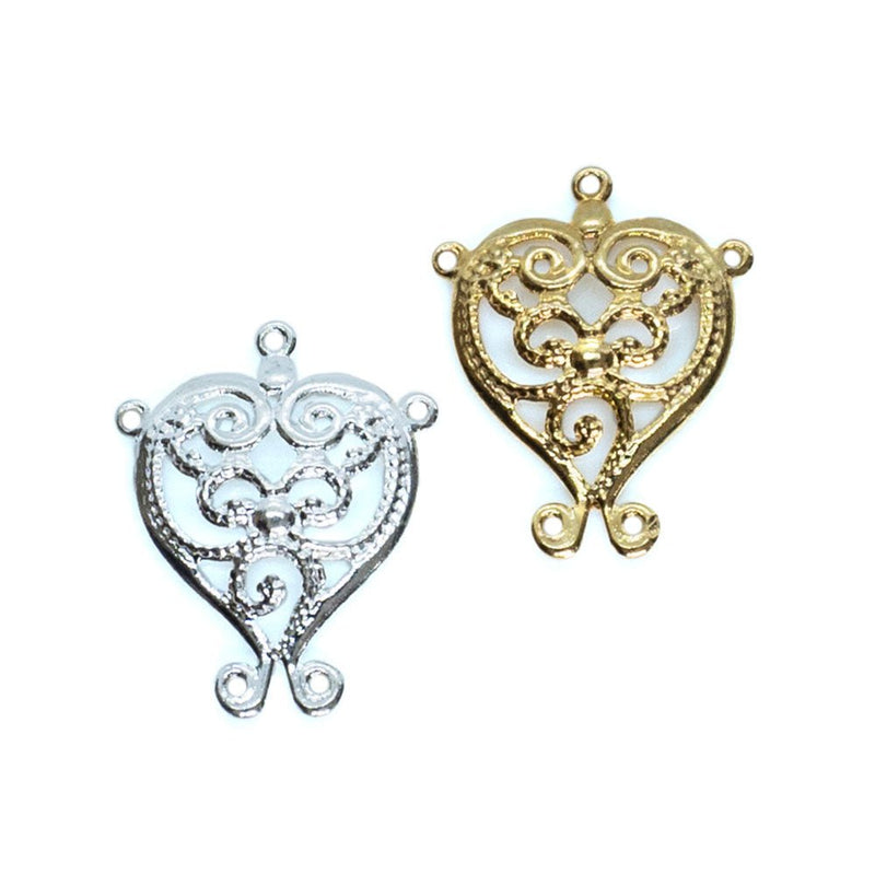 Load image into Gallery viewer, Filigree Heart With Swirl Charm 15mm x 13mm Gold - Affordable Jewellery Supplies
