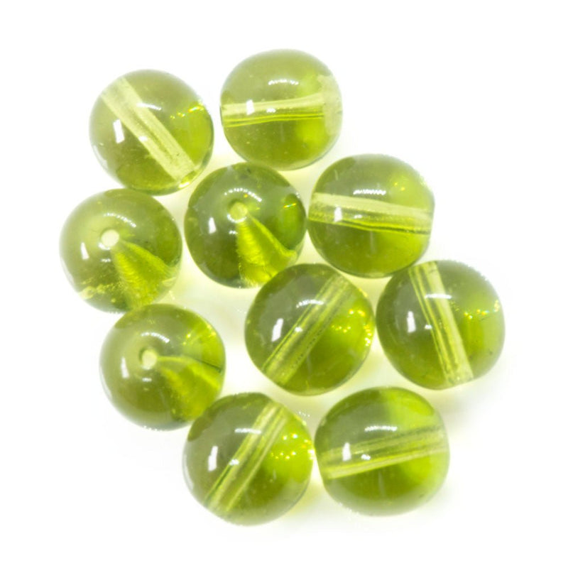 Load image into Gallery viewer, Czech Glass Druk Round 8mm Olivine - Affordable Jewellery Supplies
