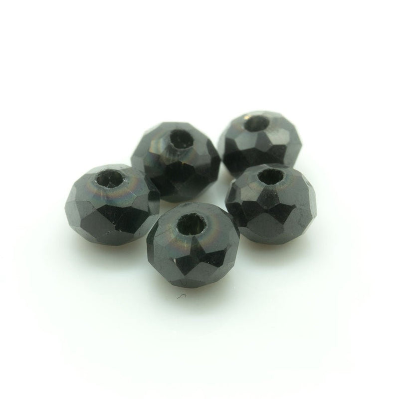 Load image into Gallery viewer, Electroplated Glass Faceted Rondelle 4mm x 3mm Black - Affordable Jewellery Supplies
