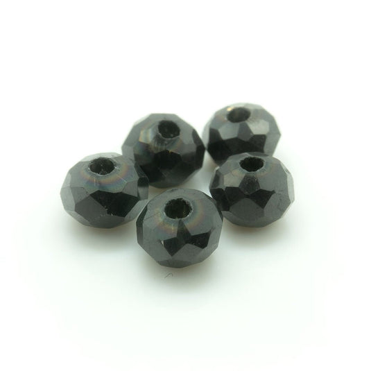Electroplated Glass Faceted Rondelle 4mm x 3mm Black - Affordable Jewellery Supplies